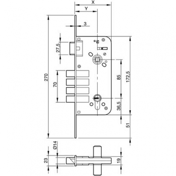 Cerradura de Embutir AZBE 8912